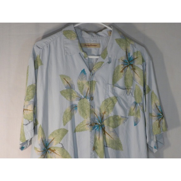 Tommy Bahama Shirt Mens M Blue Silk Hawaiian Button Up Loop Collar Tropical - Picture 3 of 10